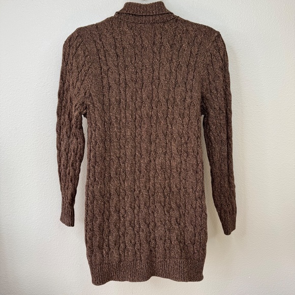🧣Lands End Drifter Womens Brown Button Cable Knit Cardigan Sweater Large 14 16 - Picture 11 of 12